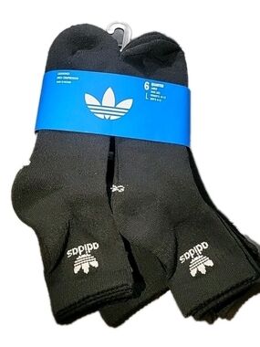 Adidas Men's 6-Pairs Large Cushioned Quarter Crew Socks Black Arch Compression